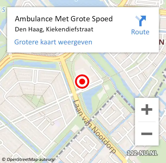 Locatie op kaart van de 112 melding: Ambulance Met Grote Spoed Naar Den Haag, Kiekendiefstraat op 17 maart 2023 11:52