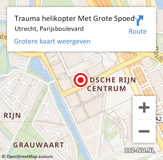 Locatie op kaart van de 112 melding: Trauma helikopter Met Grote Spoed Naar Utrecht, Parijsboulevard op 17 maart 2023 11:53