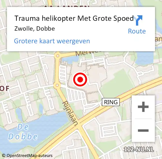 Locatie op kaart van de 112 melding: Trauma helikopter Met Grote Spoed Naar Zwolle, Dobbe op 17 maart 2023 12:03