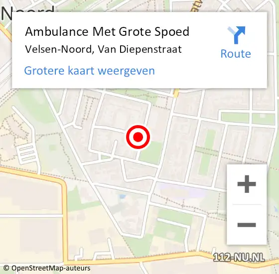 Locatie op kaart van de 112 melding: Ambulance Met Grote Spoed Naar Velsen-Noord, Van Diepenstraat op 17 maart 2023 12:10