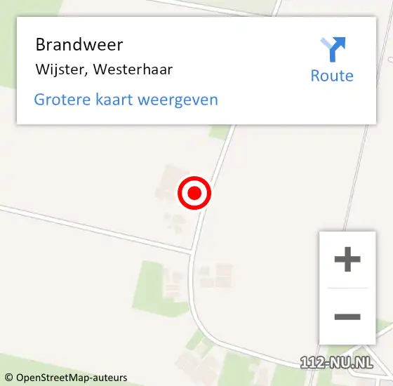 Locatie op kaart van de 112 melding: Brandweer Wijster, Westerhaar op 17 maart 2023 12:15