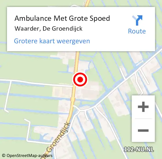 Locatie op kaart van de 112 melding: Ambulance Met Grote Spoed Naar Waarder, De Groendijck op 17 maart 2023 12:15