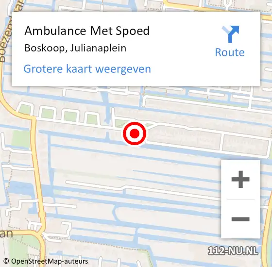 Locatie op kaart van de 112 melding: Ambulance Met Spoed Naar Boskoop, Julianaplein op 17 maart 2023 12:31