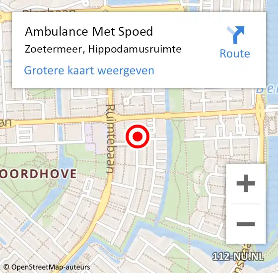 Locatie op kaart van de 112 melding: Ambulance Met Spoed Naar Zoetermeer, Hippodamusruimte op 17 maart 2023 12:31