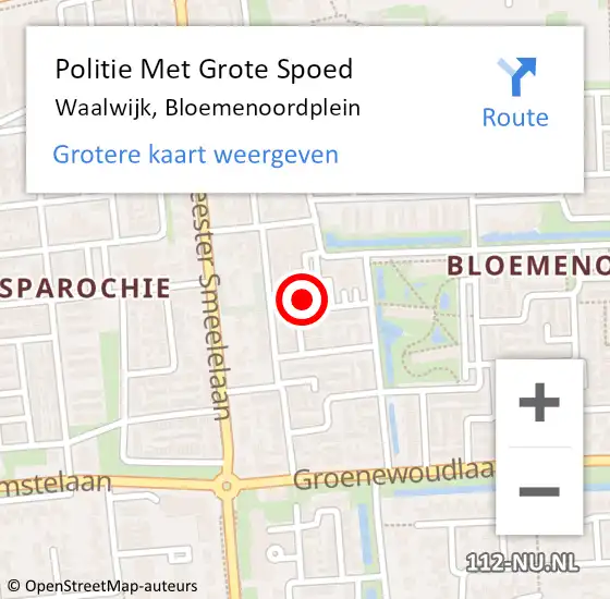 Locatie op kaart van de 112 melding: Politie Met Grote Spoed Naar Waalwijk, Bloemenoordplein op 17 maart 2023 12:48