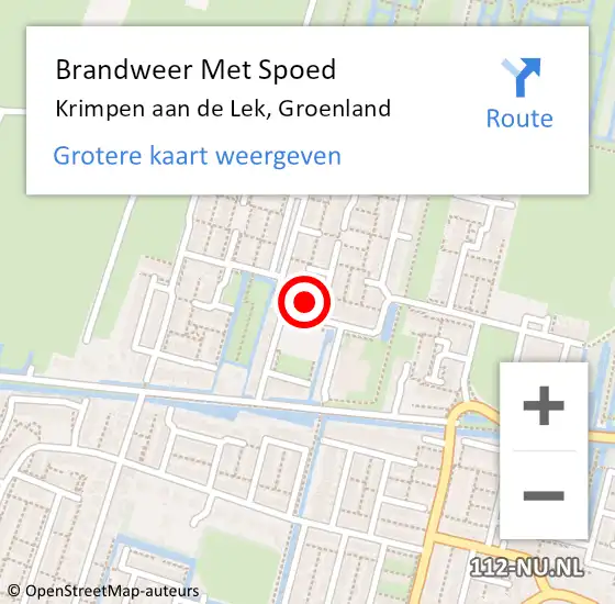 Locatie op kaart van de 112 melding: Brandweer Met Spoed Naar Krimpen aan de Lek, Groenland op 17 maart 2023 13:12