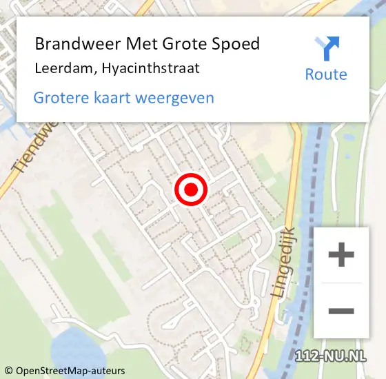 Locatie op kaart van de 112 melding: Brandweer Met Grote Spoed Naar Leerdam, Hyacinthstraat op 17 maart 2023 14:59