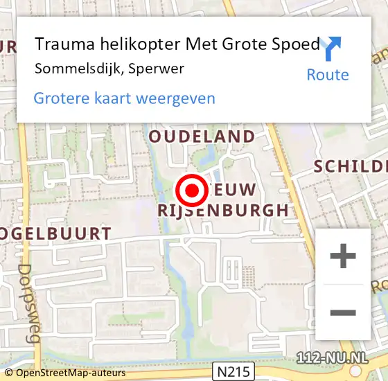 Locatie op kaart van de 112 melding: Trauma helikopter Met Grote Spoed Naar Sommelsdijk, Sperwer op 17 maart 2023 15:03