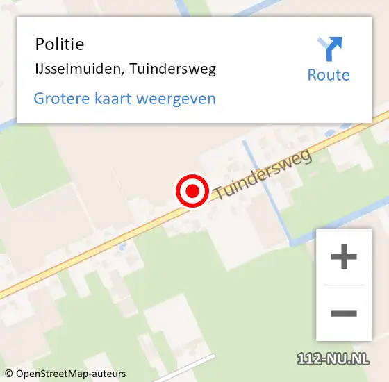 Locatie op kaart van de 112 melding: Politie IJsselmuiden, Tuindersweg op 17 maart 2023 15:14