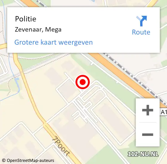 Locatie op kaart van de 112 melding: Politie Zevenaar, Mega op 17 maart 2023 15:15