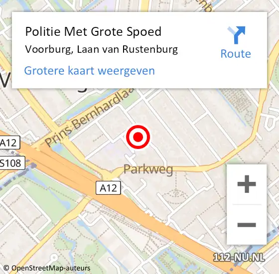 Locatie op kaart van de 112 melding: Politie Met Grote Spoed Naar Voorburg, Laan van Rustenburg op 17 maart 2023 15:16