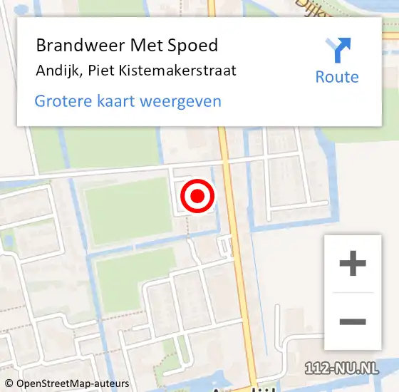 Locatie op kaart van de 112 melding: Brandweer Met Spoed Naar Andijk, Piet Kistemakerstraat op 17 maart 2023 15:21