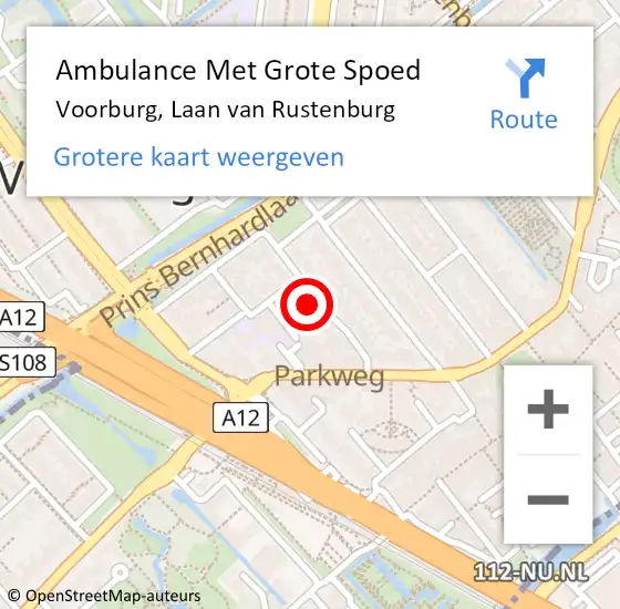 Locatie op kaart van de 112 melding: Ambulance Met Grote Spoed Naar Voorburg, Laan van Rustenburg op 17 maart 2023 15:32