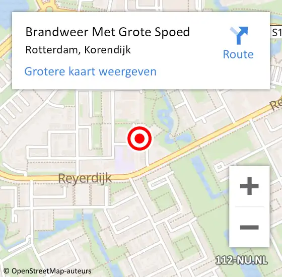 Locatie op kaart van de 112 melding: Brandweer Met Grote Spoed Naar Rotterdam, Korendijk op 17 maart 2023 15:35
