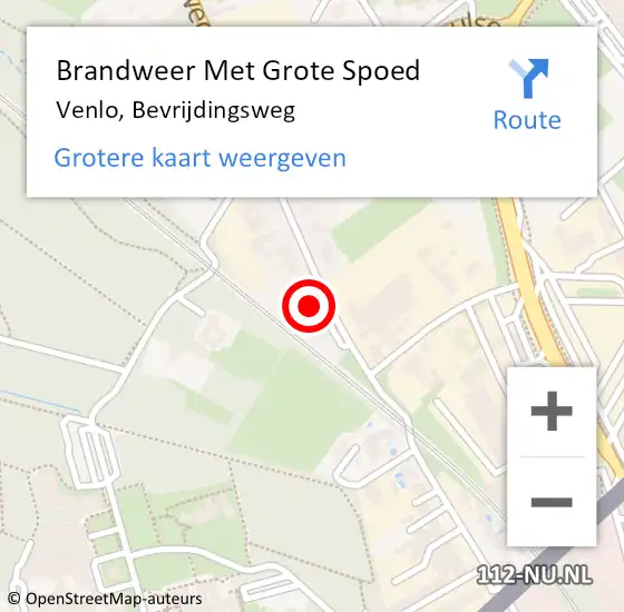 Locatie op kaart van de 112 melding: Brandweer Met Grote Spoed Naar Venlo, Bevrijdingsweg op 17 maart 2023 15:57