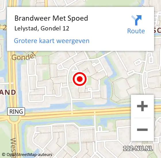 Locatie op kaart van de 112 melding: Brandweer Met Spoed Naar Lelystad, Gondel 12 op 17 maart 2023 16:01