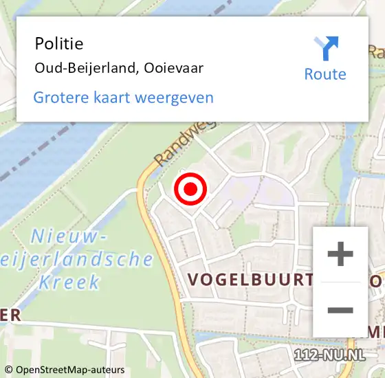 Locatie op kaart van de 112 melding: Politie Oud-Beijerland, Ooievaar op 17 maart 2023 16:15