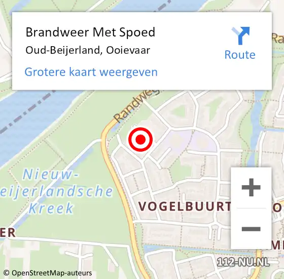 Locatie op kaart van de 112 melding: Brandweer Met Spoed Naar Oud-Beijerland, Ooievaar op 17 maart 2023 16:16