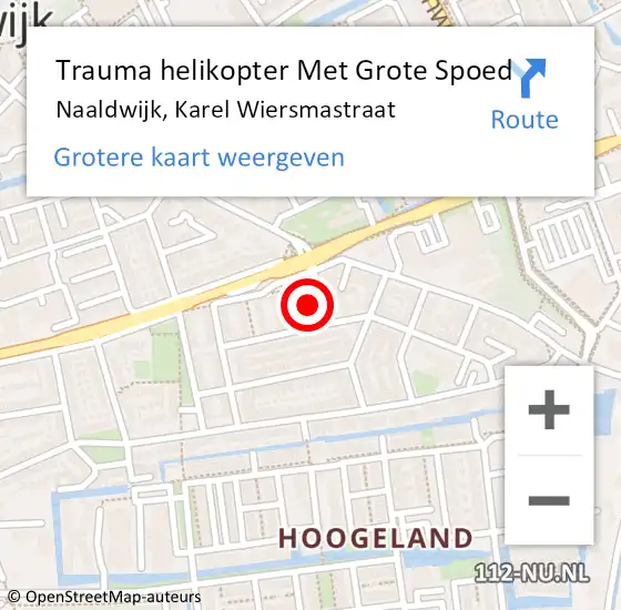 Locatie op kaart van de 112 melding: Trauma helikopter Met Grote Spoed Naar Naaldwijk, Karel Wiersmastraat op 17 maart 2023 16:22