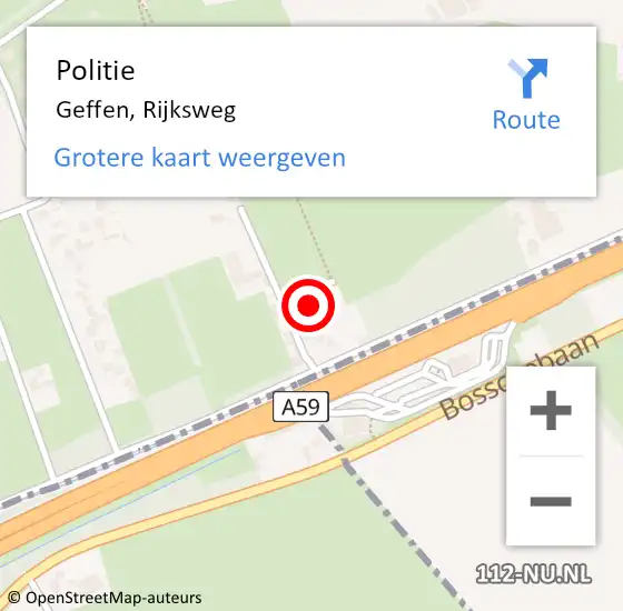 Locatie op kaart van de 112 melding: Politie Geffen, Rijksweg op 17 maart 2023 16:40
