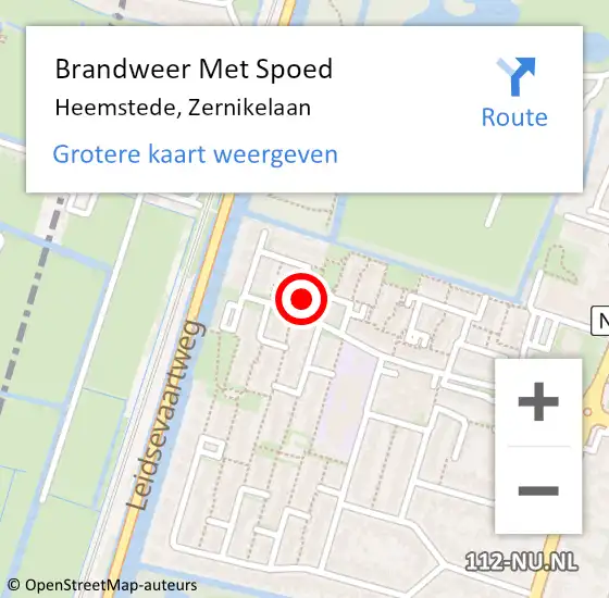 Locatie op kaart van de 112 melding: Brandweer Met Spoed Naar Heemstede, Zernikelaan op 17 maart 2023 16:41