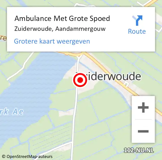 Locatie op kaart van de 112 melding: Ambulance Met Grote Spoed Naar Zuiderwoude, Aandammergouw op 17 maart 2023 17:03