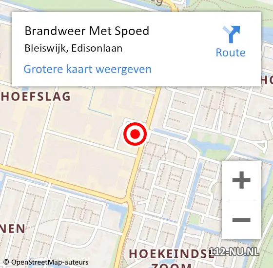 Locatie op kaart van de 112 melding: Brandweer Met Spoed Naar Bleiswijk, Edisonlaan op 17 maart 2023 17:27