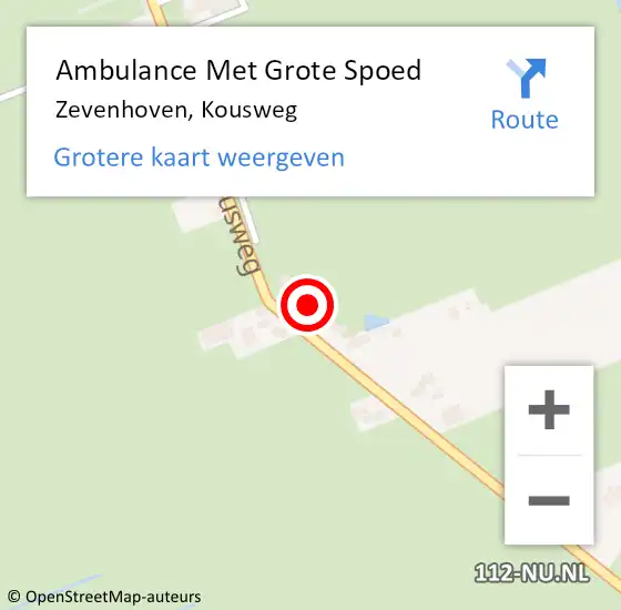 Locatie op kaart van de 112 melding: Ambulance Met Grote Spoed Naar Zevenhoven, Kousweg op 17 maart 2023 17:44