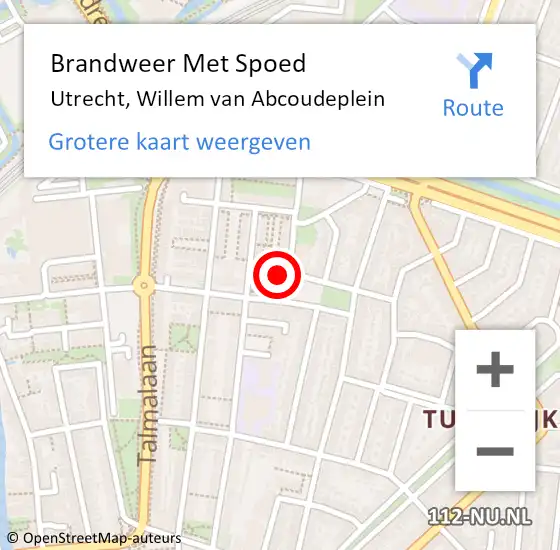 Locatie op kaart van de 112 melding: Brandweer Met Spoed Naar Utrecht, Willem van Abcoudeplein op 17 maart 2023 17:56