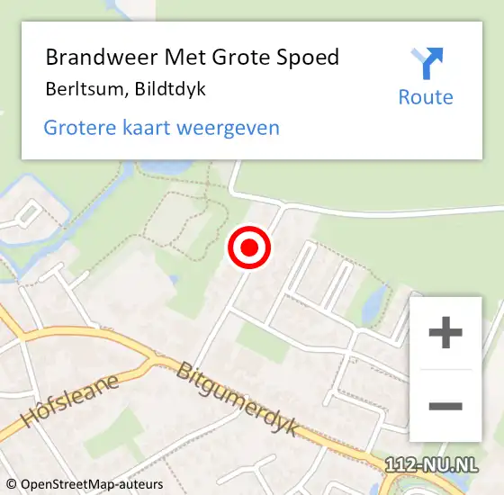 Locatie op kaart van de 112 melding: Brandweer Met Grote Spoed Naar Berltsum, Bildtdyk op 17 maart 2023 19:16