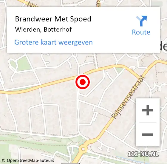 Locatie op kaart van de 112 melding: Brandweer Met Spoed Naar Wierden, Botterhof op 17 maart 2023 19:30