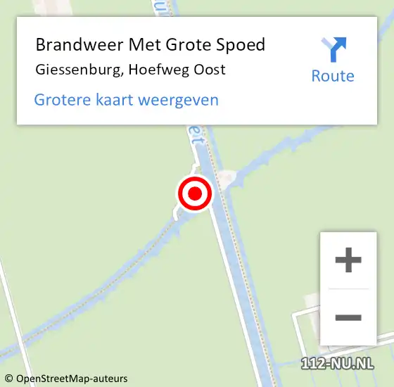 Locatie op kaart van de 112 melding: Brandweer Met Grote Spoed Naar Giessenburg, Hoefweg Oost op 17 maart 2023 19:36