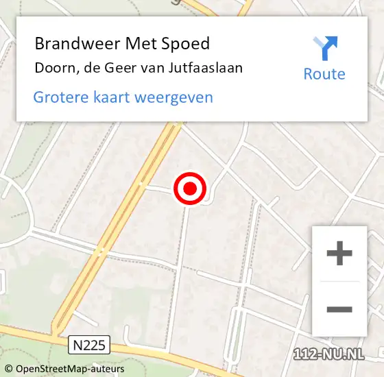 Locatie op kaart van de 112 melding: Brandweer Met Spoed Naar Doorn, de Geer van Jutfaaslaan op 17 maart 2023 19:51