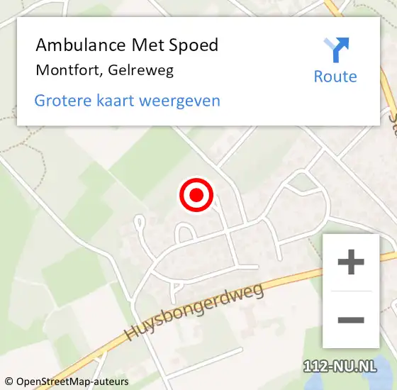 Locatie op kaart van de 112 melding: Ambulance Met Spoed Naar Montfort, Gelreweg op 17 maart 2023 19:53