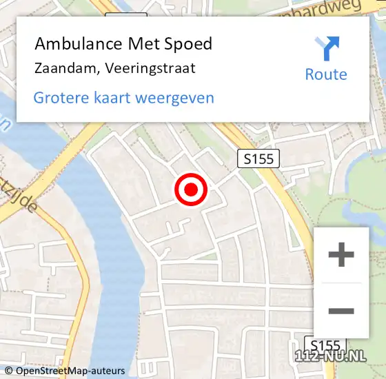 Locatie op kaart van de 112 melding: Ambulance Met Spoed Naar Zaandam, Veeringstraat op 17 maart 2023 19:53