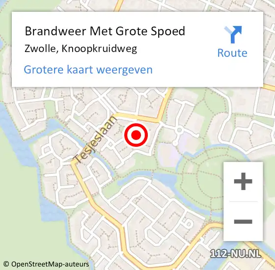 Locatie op kaart van de 112 melding: Brandweer Met Grote Spoed Naar Zwolle, Knoopkruidweg op 17 maart 2023 20:17