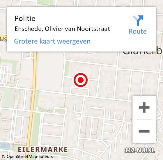 Locatie op kaart van de 112 melding: Politie Enschede, Olivier van Noortstraat op 17 maart 2023 20:35