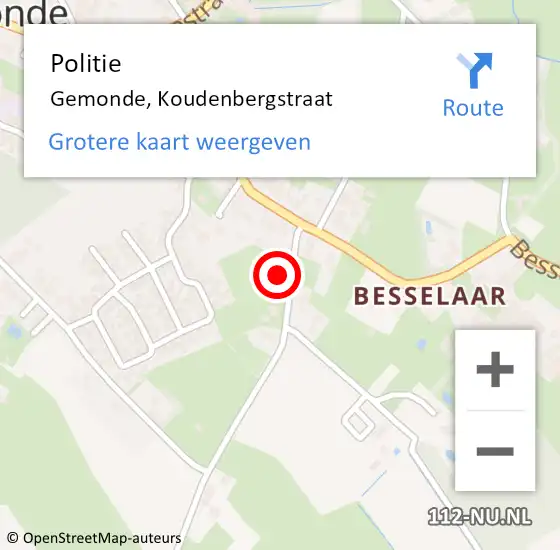 Locatie op kaart van de 112 melding: Politie Gemonde, Koudenbergstraat op 17 maart 2023 20:40