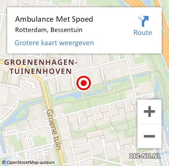 Locatie op kaart van de 112 melding: Ambulance Met Spoed Naar Rotterdam, Bessentuin op 17 maart 2023 21:13