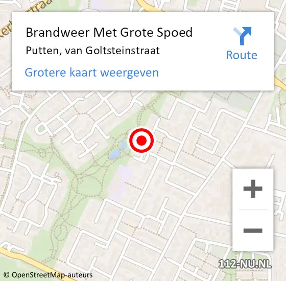 Locatie op kaart van de 112 melding: Brandweer Met Grote Spoed Naar Putten, van Goltsteinstraat op 17 maart 2023 21:18