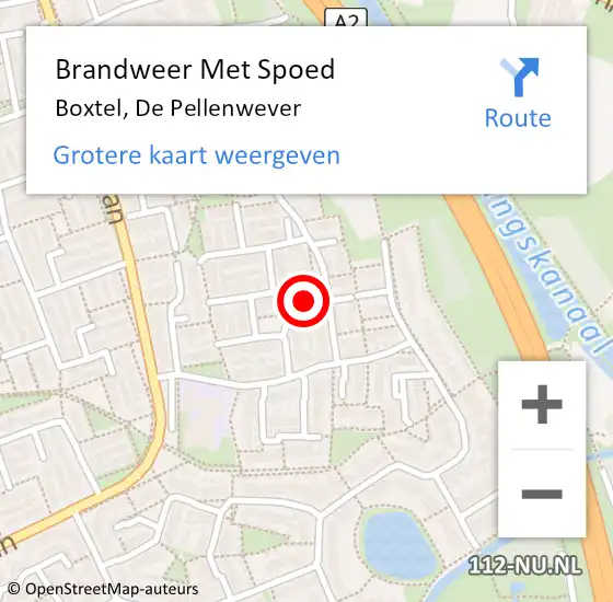 Locatie op kaart van de 112 melding: Brandweer Met Spoed Naar Boxtel, De Pellenwever op 17 maart 2023 21:20