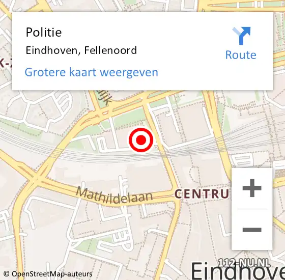 Locatie op kaart van de 112 melding: Politie Eindhoven, Fellenoord op 17 maart 2023 21:45