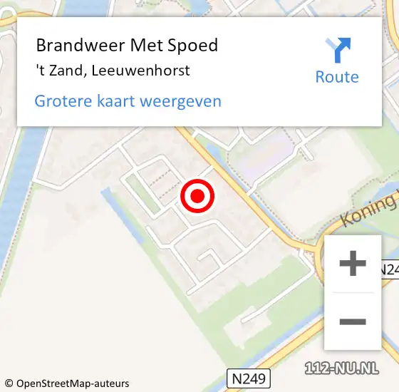 Locatie op kaart van de 112 melding: Brandweer Met Spoed Naar 't Zand, Leeuwenhorst op 17 maart 2023 21:55