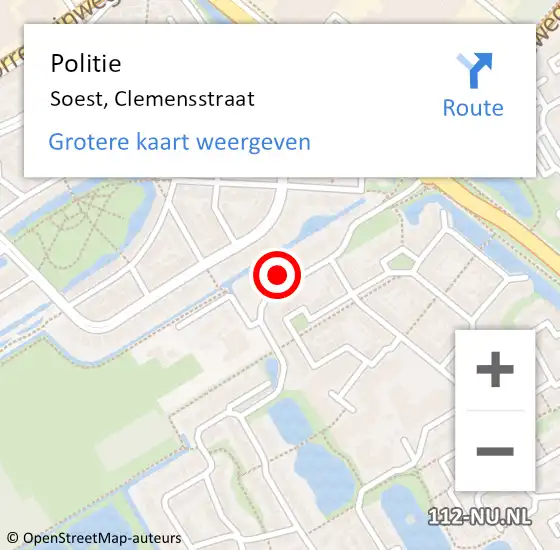 Locatie op kaart van de 112 melding: Politie Soest, Clemensstraat op 17 maart 2023 22:08
