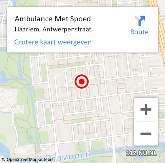 Locatie op kaart van de 112 melding: Ambulance Met Spoed Naar Haarlem, Antwerpenstraat op 17 maart 2023 22:13