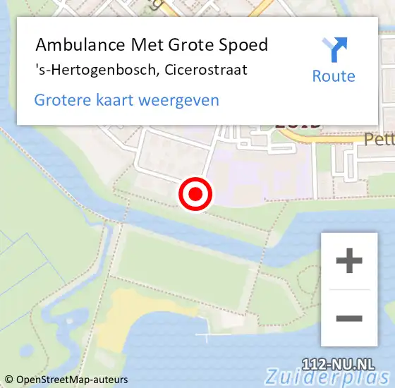 Locatie op kaart van de 112 melding: Ambulance Met Grote Spoed Naar 's-Hertogenbosch, Cicerostraat op 19 augustus 2014 10:43