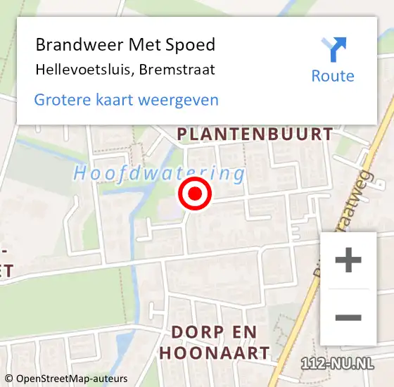 Locatie op kaart van de 112 melding: Brandweer Met Spoed Naar Hellevoetsluis, Bremstraat op 17 maart 2023 22:46