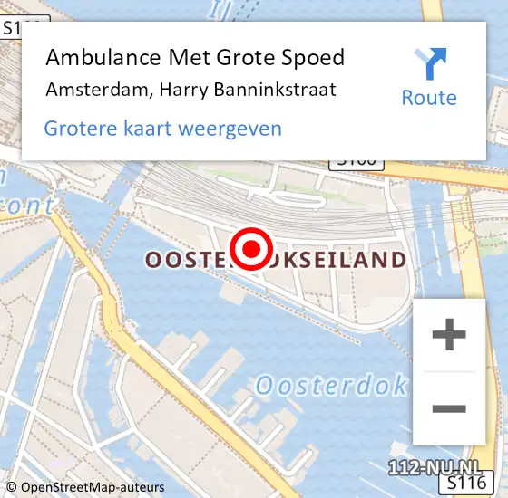 Locatie op kaart van de 112 melding: Ambulance Met Grote Spoed Naar Amsterdam, Harry Banninkstraat op 17 maart 2023 23:08