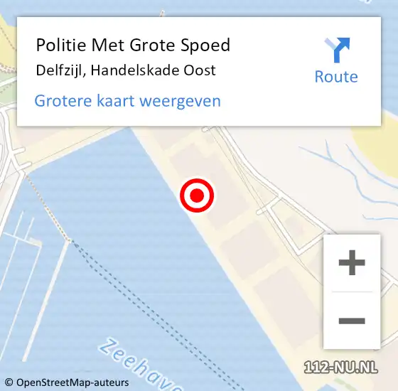 Locatie op kaart van de 112 melding: Politie Met Grote Spoed Naar Delfzijl, Handelskade Oost op 17 maart 2023 23:09