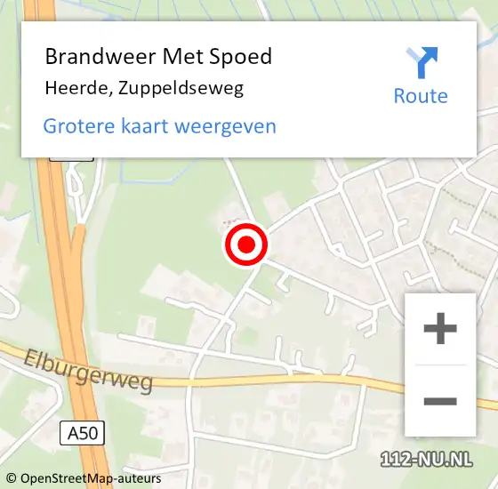 Locatie op kaart van de 112 melding: Brandweer Met Spoed Naar Heerde, Zuppeldseweg op 17 maart 2023 23:20